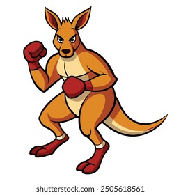 Kangaroo Boxing white background vector illustration