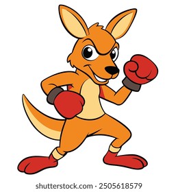 Kangaroo Boxing white background vector illustration