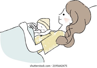 Kangaroo Care Mother And Newborn Baby