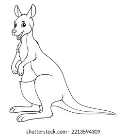 Kangaroo Cartoon Animal Illustration BW