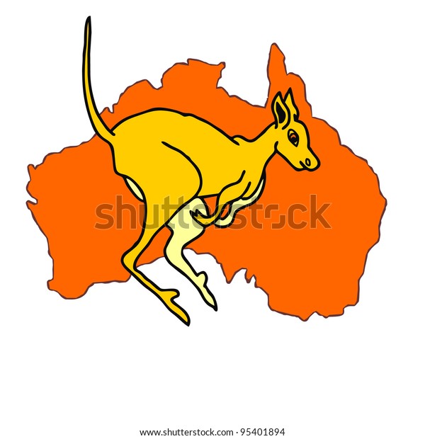 Kangaroo Cartoon Australia Map Mainland Stock Vector (Royalty Free ...