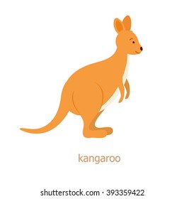 Kangaroo. Cartoon character. Endemic. Zoo illustration. The fauna of the Australian continent. Wild animal. Cute wallaby