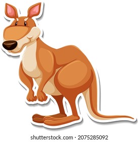 Kangaroo cartoon character sticker illustration