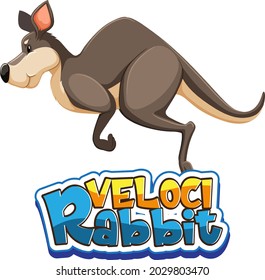 Kangaroo cartoon character with Velocirabbit font banner isolated illustration