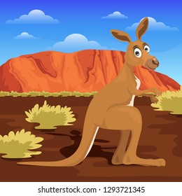 kangaroo cartoon in the dessert stock vector illustration