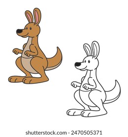 kangaroo cartoon drawing with line art style. simple design outline style. vector illustrations. easy to edit.