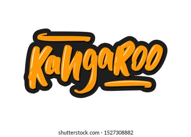 Kangaroo cartoon lettering text. Vector illustration for print and advertising