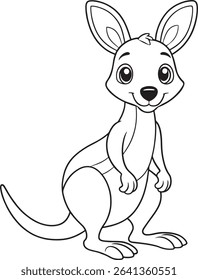 Kangaroo cartoon line art perfect for kids wildlife and animal coloring pages