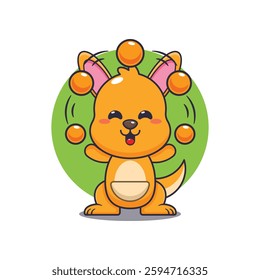 Kangaroo cartoon vector illustration circus attraction with balls.
Design element for poster, brochure, web, mascot, sticker, logo and icon.