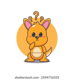 Kangaroo cartoon vector illustration is confused.
Design element for poster, brochure, web, mascot, sticker, logo and icon.