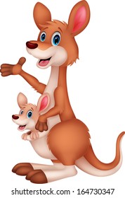 Kangaroo cartoon waving