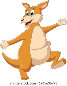 kangaroo cartoon waving and smiling