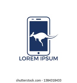 Kangaroo and cell phone vector logo design. Mobile application logo design concept.