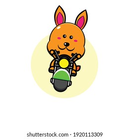 Kangaroo character design is riding a motorbike