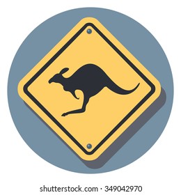 kangaroo circle icon with shadow