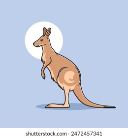 Kangaroo clipart. Flat vector illustration.