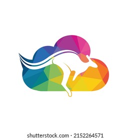 Kangaroo cloud shape logo design concept. Creative kangaroo vector logo design concept.