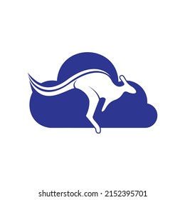 Kangaroo cloud shape logo design concept. Creative kangaroo vector logo design concept.