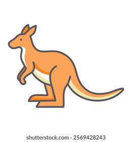 Kangaroo color line icon on white background for web design and mobile app