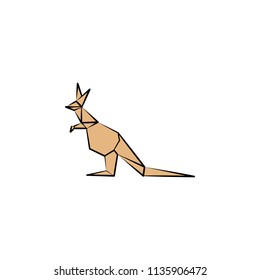 kangaroo colored origami style icon. Element of animals icon. Made of paper in origami technique vector Illustration kangaroo icon can be used for web and mobile on white background