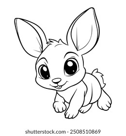 Página de colorir canguru, Personagem de desenhos animados bonito bebê canguru colorir página ilustração vetorial. Estilo de desenho animado simples.