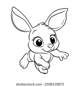 Página de colorir canguru, Personagem de desenhos animados bonito bebê canguru colorir página ilustração vetorial. Estilo de desenho animado simples.