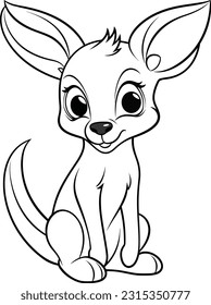 Kangaroo, colouring book for kids, vector illustration