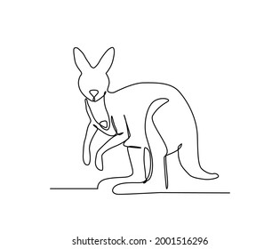 kangaroo continuous line art drawing style. Minimalist black kangaroo outline. editable active stroke vector. 