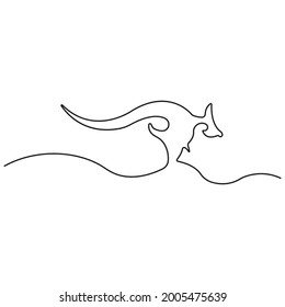 Kangaroo in continuous line art drawing style. Minimalist black linear sketch isolated on white background. Vector illustration

