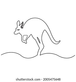 Kangaroo in continuous line art drawing style. Minimalist black linear sketch isolated on white background. Vector illustration
