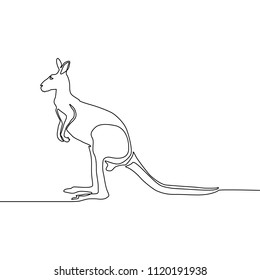 Kangaroo continuous line drawing. Vector illustration.