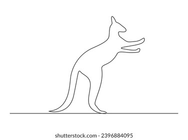 Kangaroo continuous single line drawing of vector illustration. Pro vector. 