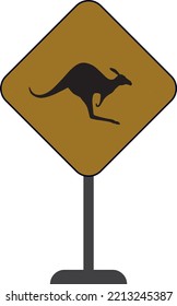 kangaroo crossing warning sign logo design