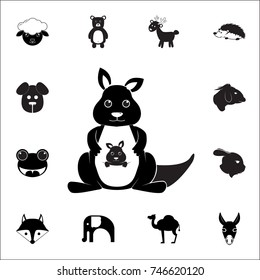 kangaroo with cub icon. Set of animal icons. You can use in web or app icons on white background