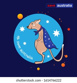 Kangaroo Cute Character for Save Australia Vector Concept Save Wildlife from Forest Fires.