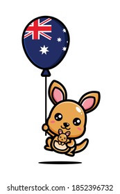 kangaroo design cute flying with balloon