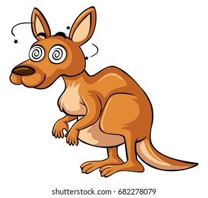 Kangaroo With Dizzy Face Illustration