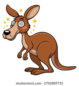 Canguru com vertiginosa face ilustração isolada vetor elemento de design perfeito para a vida selvagem animal expressão educação ou desenho animado arte criativa