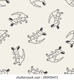 kangaroo doodle seamless pattern background