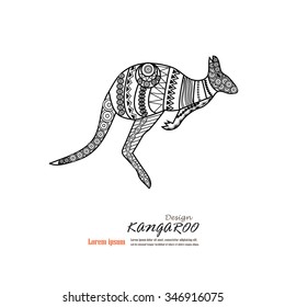 kangaroo doodle.Kangaroo icon vector.kangaroo.kangaroo art with stripe texture.vector illustration.