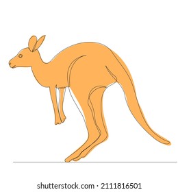 kangaroo drawing with one continuous line ,vector, isolated