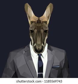 Kangaroo dressed in a suit. Elegant classy style. Vector illustration.