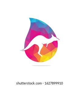 Kangaroo drop shape concept vector logo design. Creative kangaroo nature logo design concept.