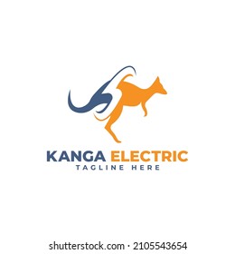 plantilla vectorial de diseño de logotipo eléctrico kangaroo