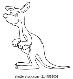 Kangaroo. Element for coloring page. Cartoon style.