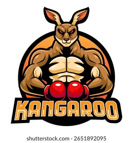 Design do logotipo do mascote do esporte canguru