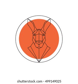 Kangaroo face logo emblem template. Vector flat design.