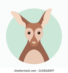 Kangaroo Facing Front View Logo Icon Australian Animal Flat Vector Cartoon Illustration