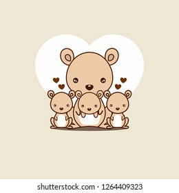 Kangaroo family. Cute animal cartoon.