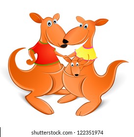 kangaroo family.mother father child.vector